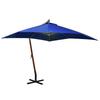vidaXL Cantilever Parasol with Pole Azure Blue 3x3 M Solid Wood Fir
