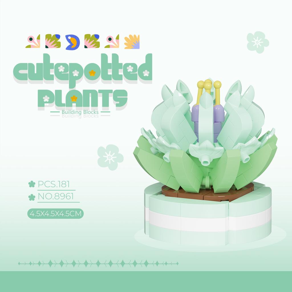Non-Toxic Carden Toys Potted Succulent Cactus Mini Building Blocks Children Toys Flowers Blocks Thanksgiving Gifts