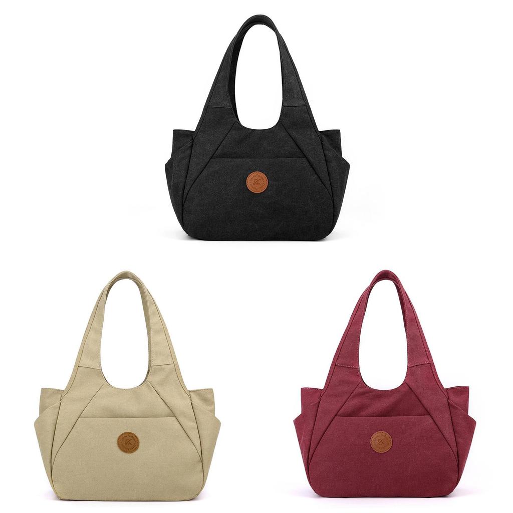 Womens Canvas Tote Bag With Zipper Pockets For Daily Urban Use