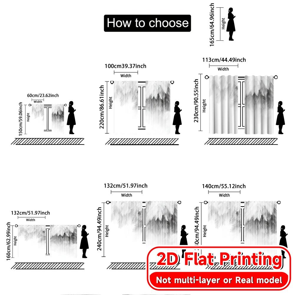 2D FLAT PRINTING 2pcs Curtains (Without Rod) Elegant Feather Design Curtains April Fools is Day holiday curtains Durable