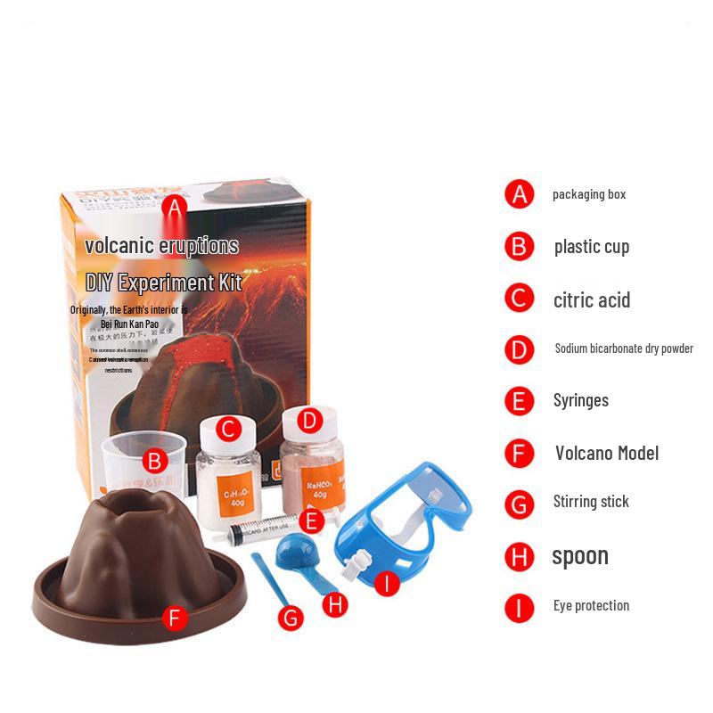 Volcano Eruption DIY Science Kit for Kids – Educational Experiment and Teaching Aids for Kindergarten