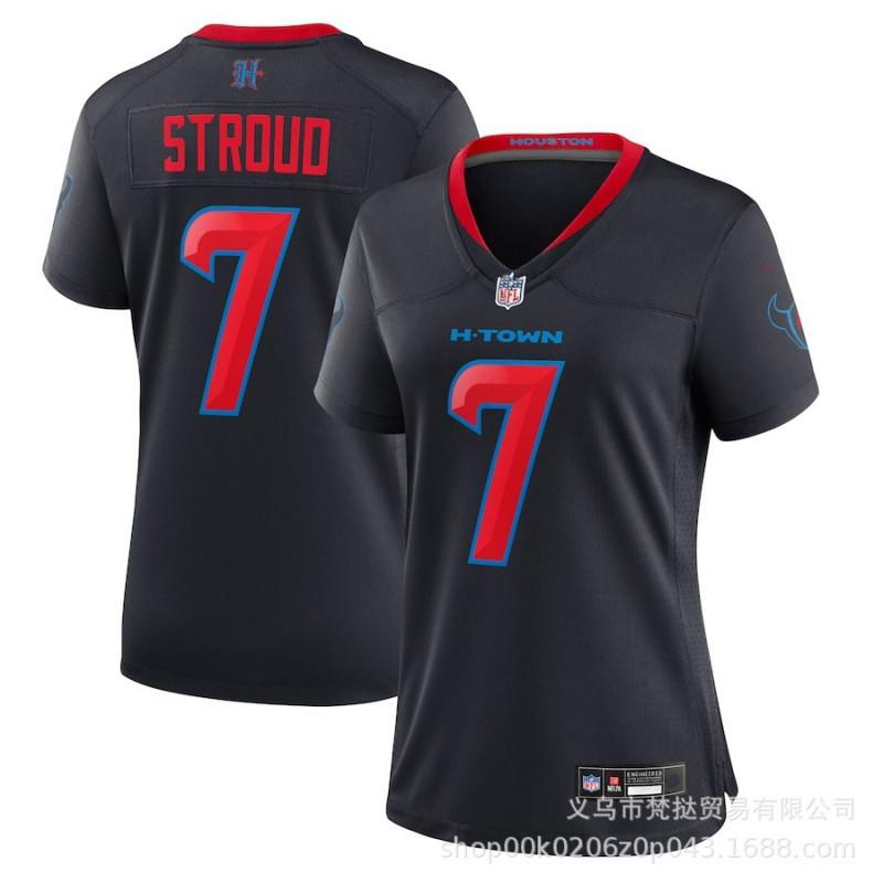 Mens NFL Houston Texans C.J. Stroud 7 Embroidered Replica Jersey Short Sleeve Cotton Blend V-Neck Sports Fan Apparel