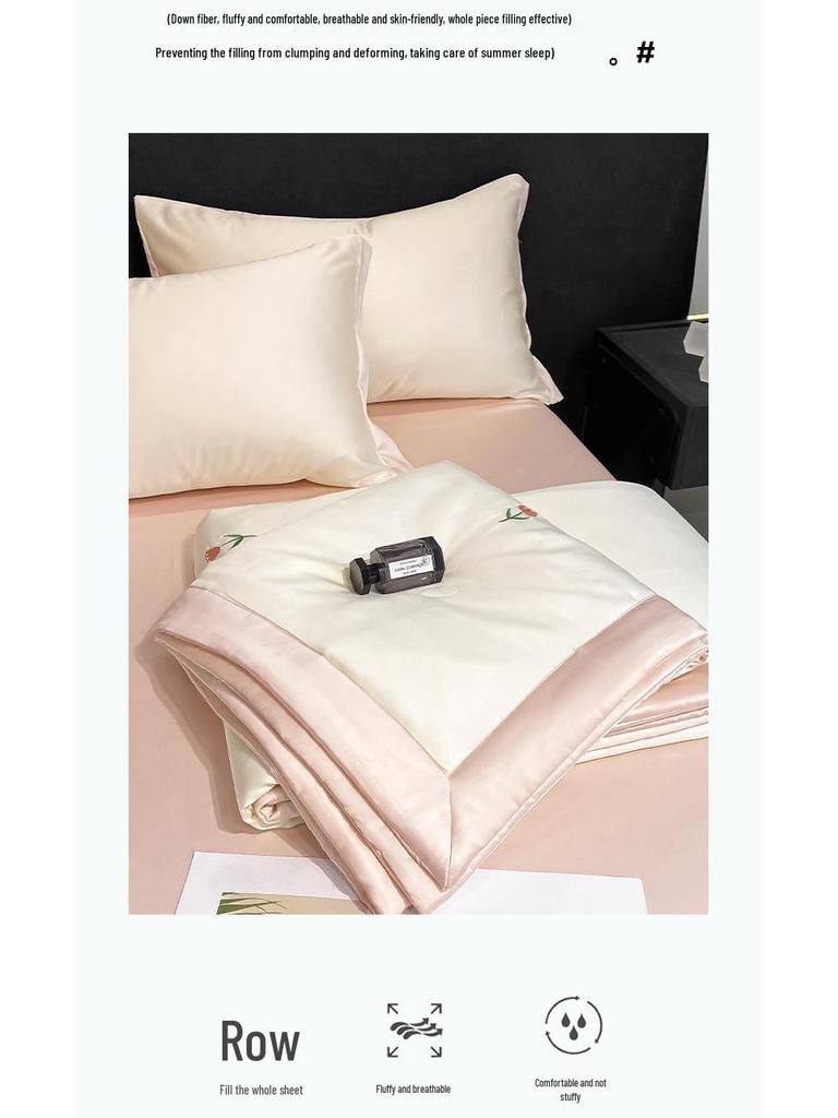 Silky Summer Ice Silk Quilt Set: Lightweight, Washable, and Embroidered