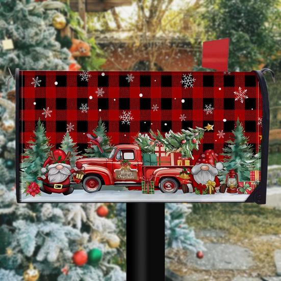 Winter Magnetic Mailbox Cover Standard Size 18 X 21in Merry Christmas Mailbox Wraps Cover Holiday Post Letter Box Cover for Outdoor Garden Yard Decor