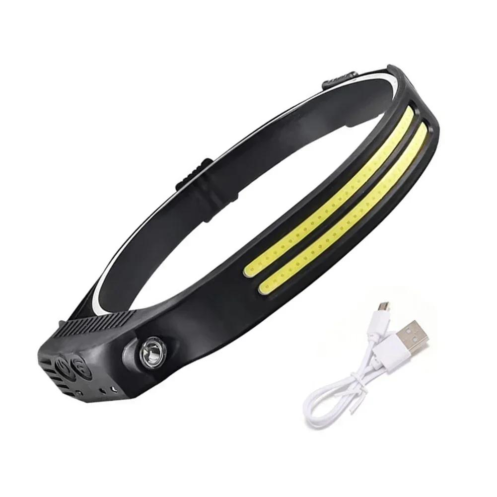 Multi-Functional LED Waving COB Sensing Headlight Outdoor Adventure Riding Night Run Fishing Big Flash Head Light USB Charging