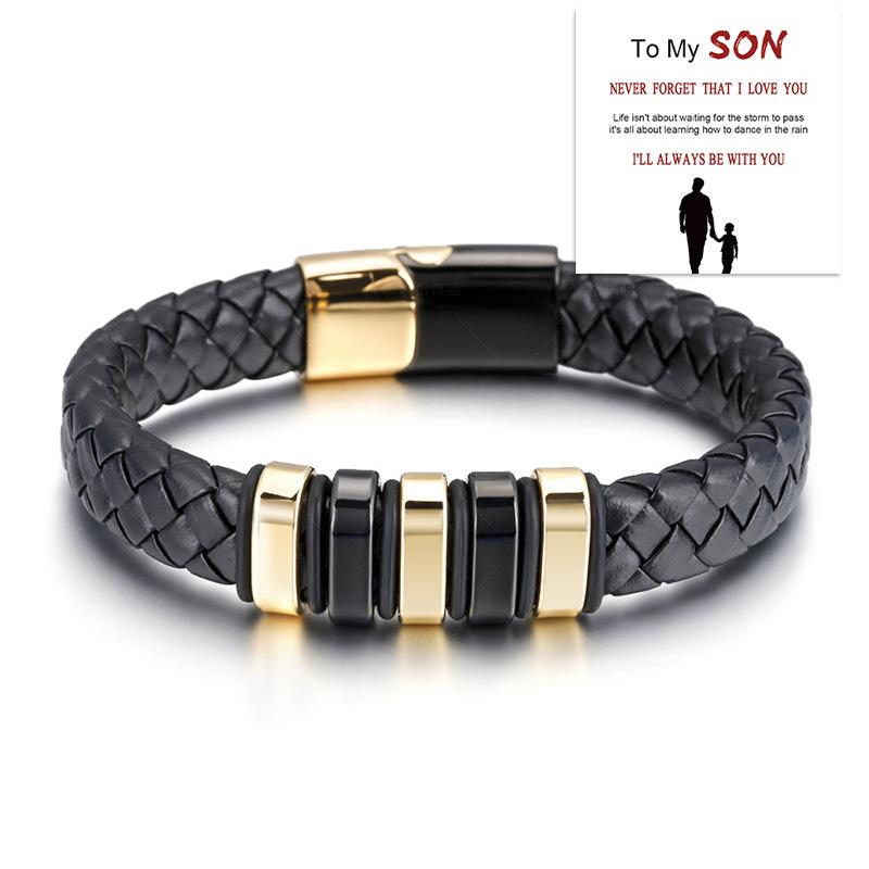 

Men’s Tribal Style Stainless-Steel Leather Bracelet – Fashion Magnetic Clasp Titanium Steel Wristband Stainless steel