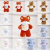Bear Elephant Bib Rabbit Fox Plush Toy Stuffed Animal Doll Bedroom Decoration