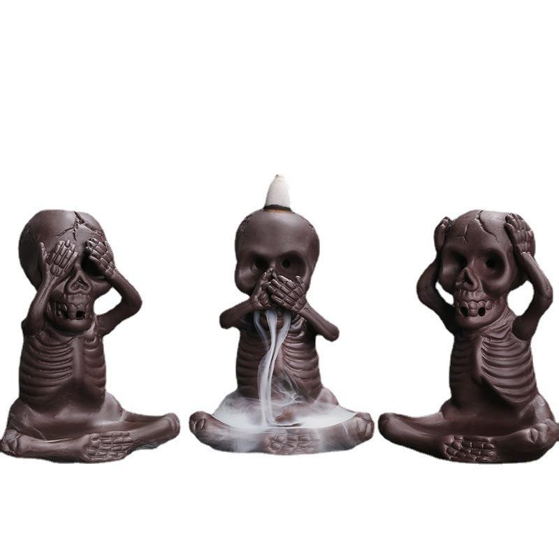 Original purple sand backflow incense burner Halloween gift, skull little ghost backflow incense incense burner ornament