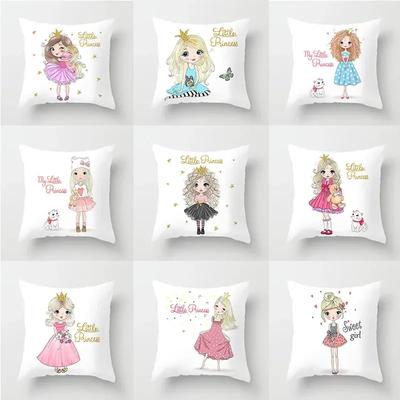 Niedliche Cartoon Kleine Prinzessin Kissenbezug Dekoration Wohnzimmer Sofa Schlafzimmer Auto Kinderzimmer Kissenbezug 45*45cm