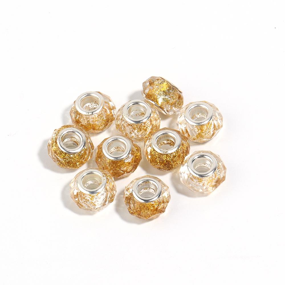 10Pcs/lot Transparent Color Faceted Resin Beads Large Hole Loose Beads for Jewelry Making DIY Bracelet Decoration Charm Supplies