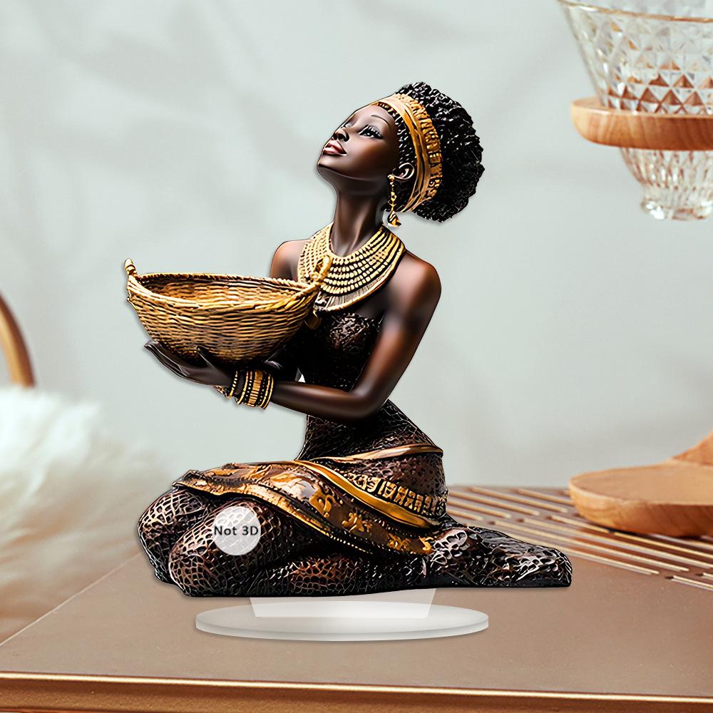 African Women Store and Pray for 2D Flat Acrylic Ornaments. Home Decoration Living Room Desktop Decoration Pendant
