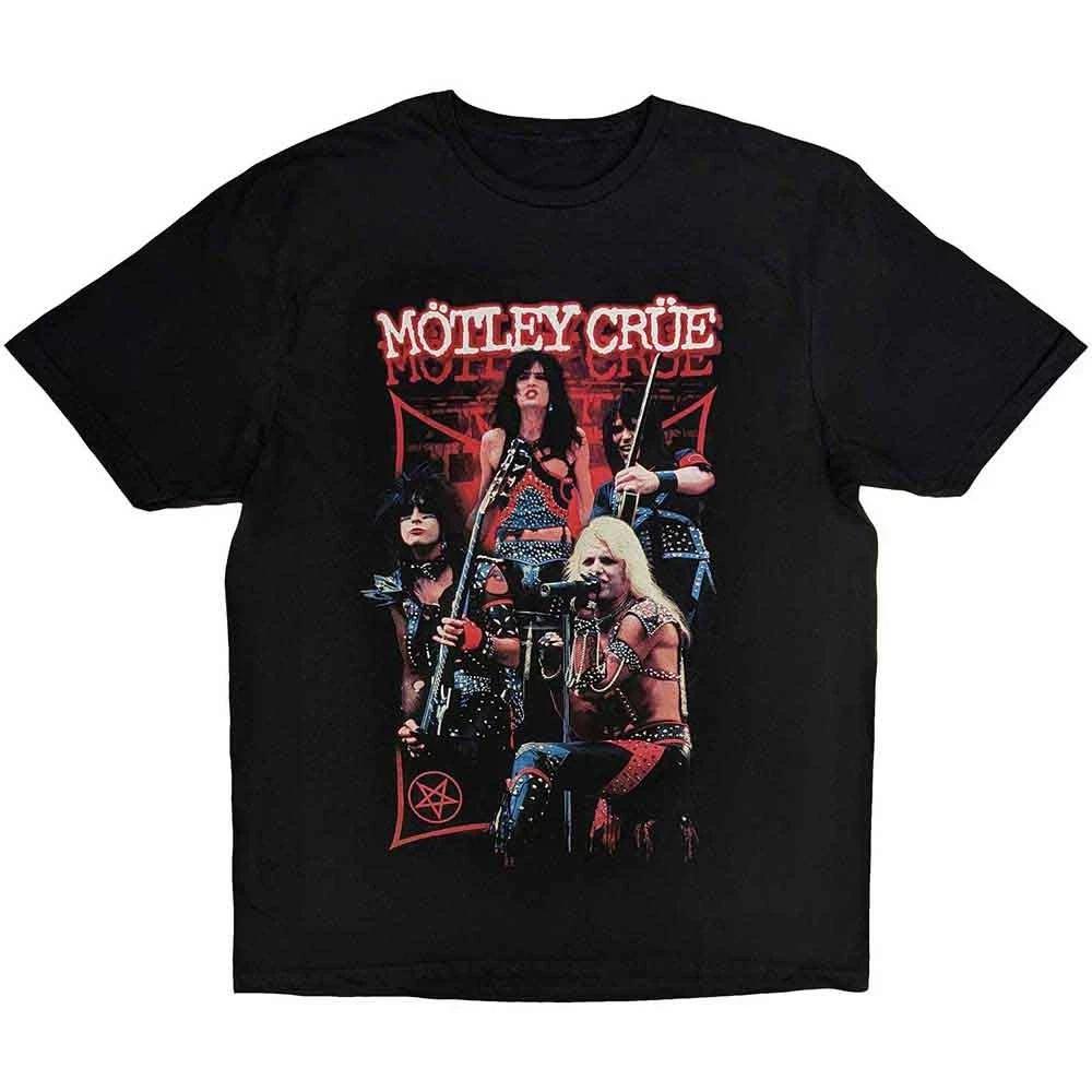 Motley Crue Live Montage Red Licensed Mens T-Shirt