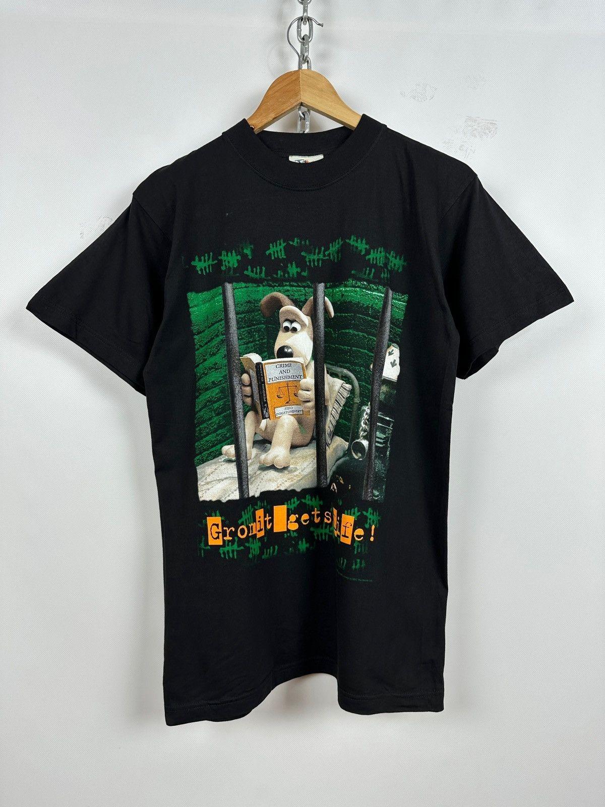 1989 Vintage Wallace & Gromit Gets Life Black Size M Unisex T-Shirt M