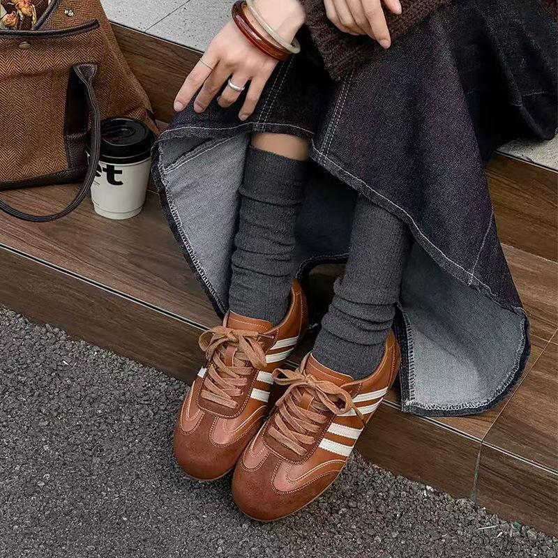 ins wind four bars German training shoes 2025 autumn height increase leather Forrest Gump shoes fashion casual shoes youth women's shoes trend