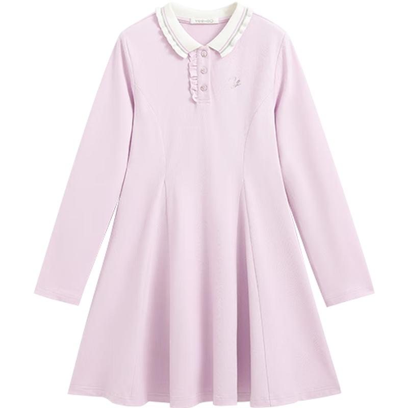 YEEHOO Girls Long Sleeve A-Line Polo Dress 160