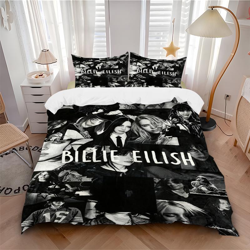 3Pcs Billie Eilish Collage Bedding Set Quilt Cover Pillowcase Home Christmas Xmas Halloween Gift 1 Duvet Cover 2 Pillowcase M924457