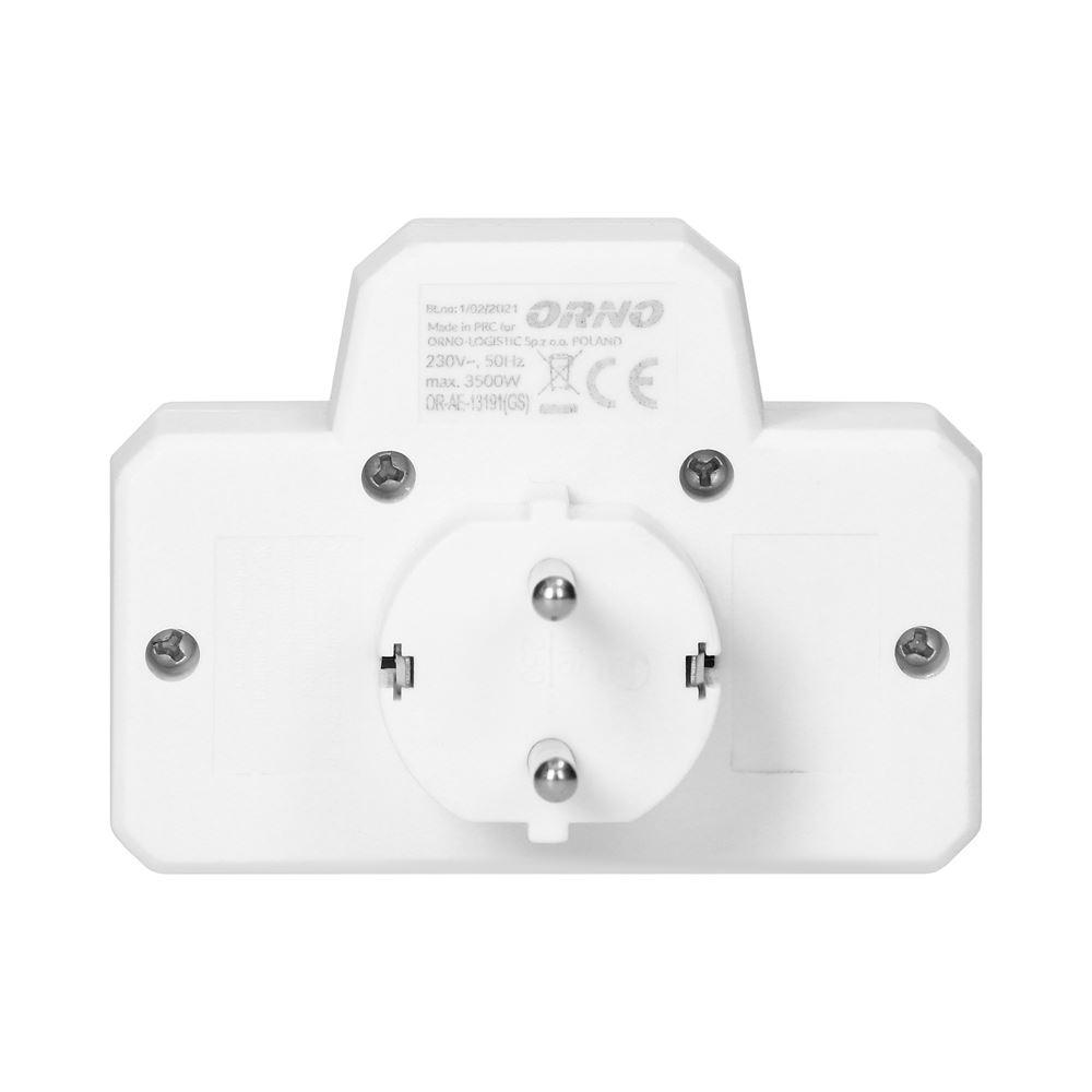 Rozgałęźnik 1X2P+Z, 2X2P/Ii Z Włącznikiem Or-Ae-13191(Gs) Schuko