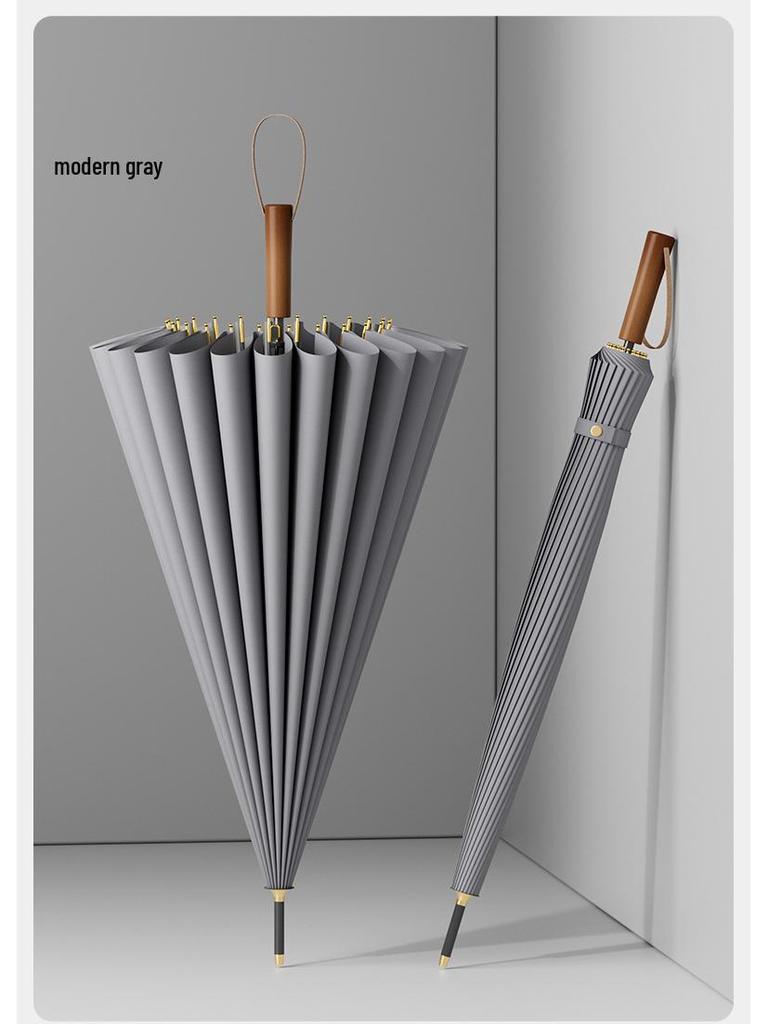 ZUODU Elegant Solid Wood Long Handle Umbrella, Large, Reinforced, Windproof, for 2-3 Persons