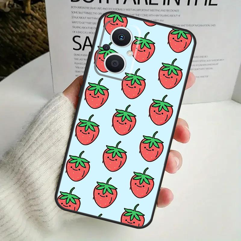 Cute Strawberry Case For OPPO Reno 12F 13F 14F 10 11 12 13 14 Pro 8T 7 8 Lite OPPO Find X6 X5 X8 X9 Pro Cover