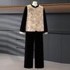 Elegant Velvet Spring Suit: Three-Piece Set for Mothers - Dignified and Stylish