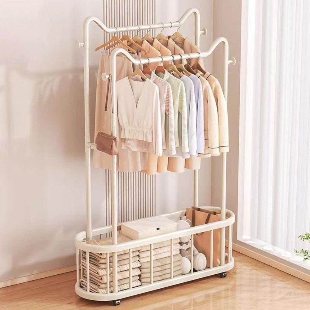 Light Luxury Clothes Rack Storage Basket Coat Rack New Floor-to-ceiling Hanger  Bedroom Use