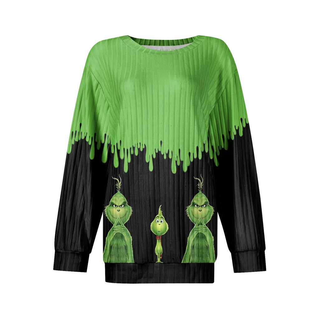 Women's Printed Lightweight Brushed-Cotton Round Neck Top