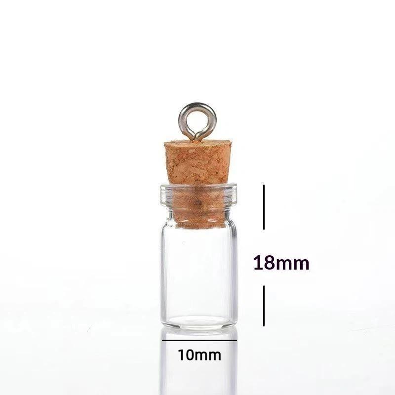 10Pcs Mini Glass Bottle Charm Pendant With 7 Rice Grains Cork Lids Wishing Bottle For Diy Keyring Craft Jewelry Making Accessory