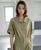 Ollibeudeollibeu Turn-Up Sleeve Shirt-Style Pintuck Dress Ow6Mo5410