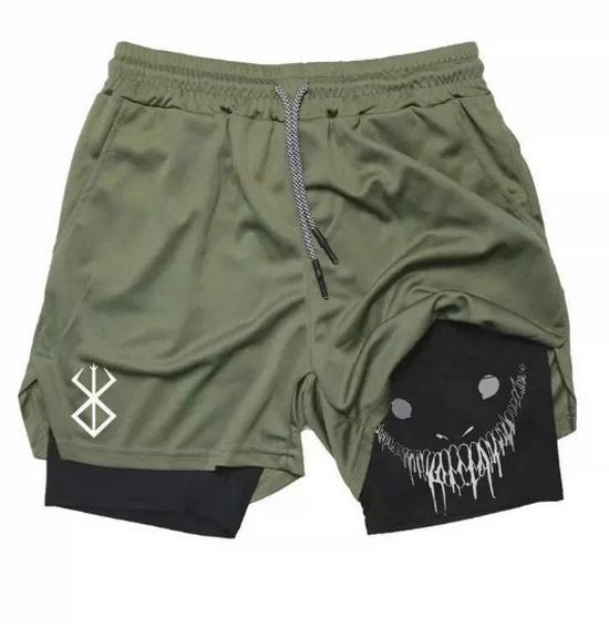 Dragon Ball Series Men's Funny Face Double Layer Basketball & Running Shorts