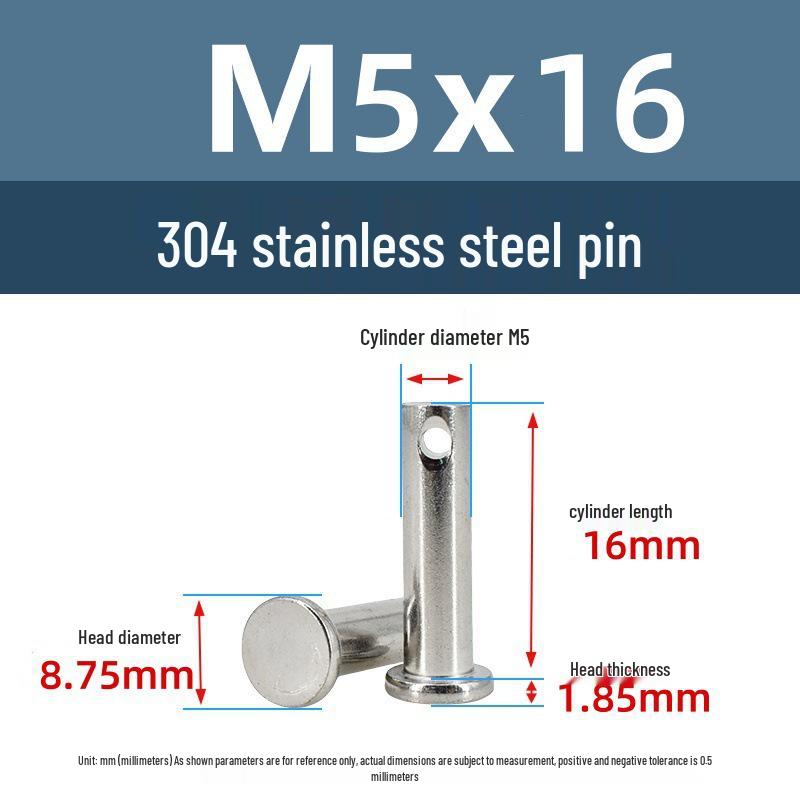 304 Stainless Steel Cylindrical Flat Head Positioning Pin with Hole (M3-M10)