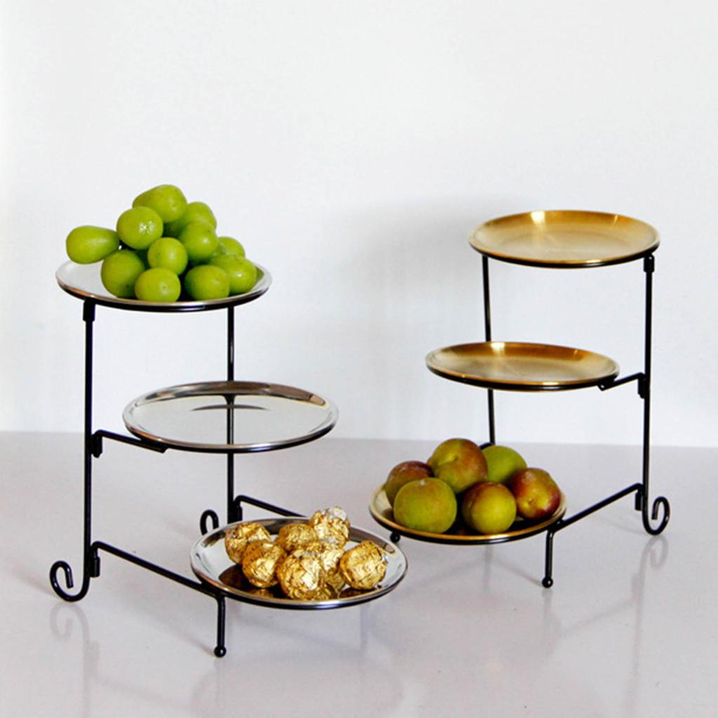 Three Layer Fruit Basket Stainless Steel Fruit Basket Modern Multi Layer Fruit Snack Storage Basket
