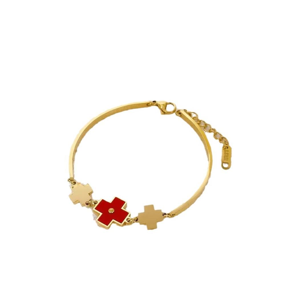 New Four-Leaf Clover Bracelet Simple Light Luxury Cross Bracelet Titanium Steel Strings Do Not Lose Colour Women's Bracelets