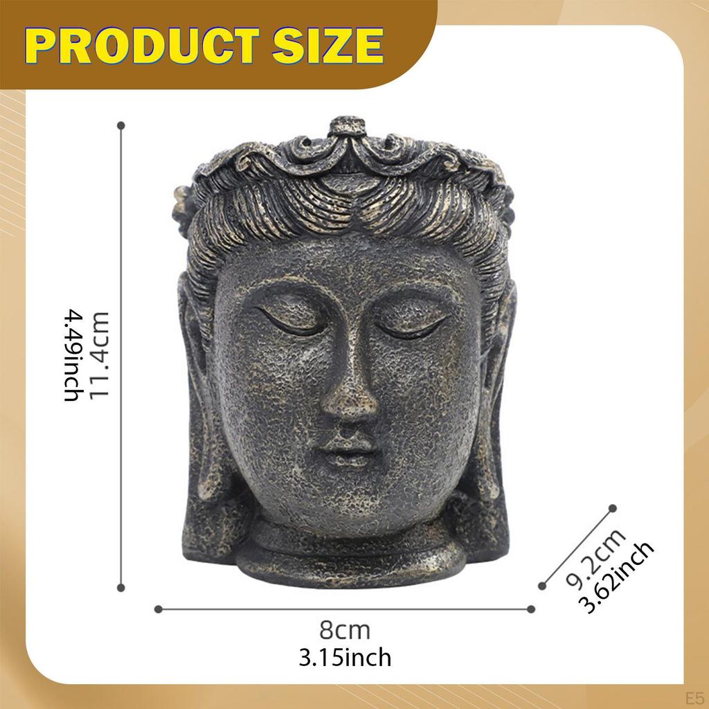 Buddha Head Planter Flower Container Figurine Crafts Pot Plant for Living Room