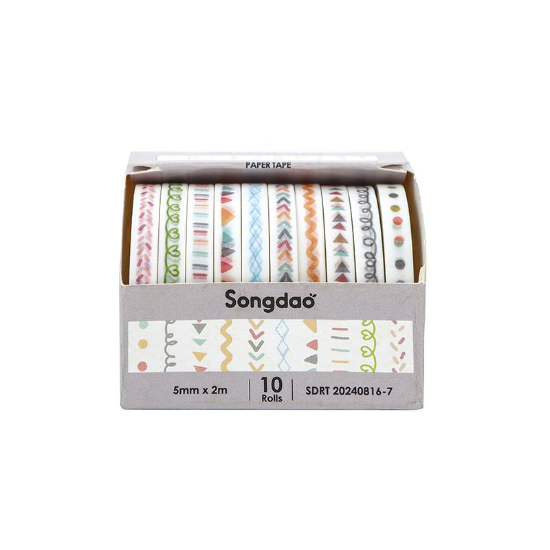 10 Role Slim Basic Bandă Washi Consumabile Scrapbooking Set Bandă Washi Curcubeu Bandă Adezivă Decorativă Jurnal Jurnal Benzi Washi