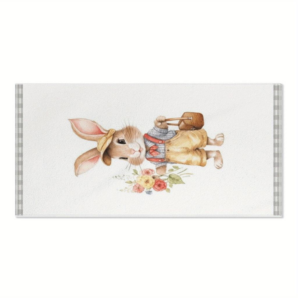 Easter Bunny Beach Towel -Soft, Lightweight, Cute Bunny Design, Great for Travel, Swimming, Yoga, Camping - Easter Themed Design