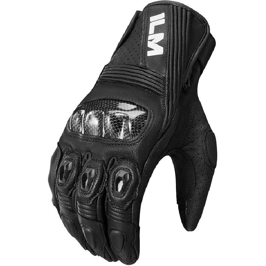 ILM Motorcycle Goatskin Leather Gloves For Men Women Riding Motorbike With Touchscreen Hard Knuckle Model GL4(Black,S) Small чёрный