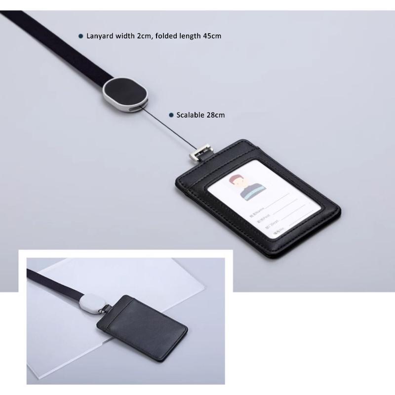 2025 NEW Real Leather Work Card Cases ID Certificate Holder with Retractable Badge Reel Lanyard