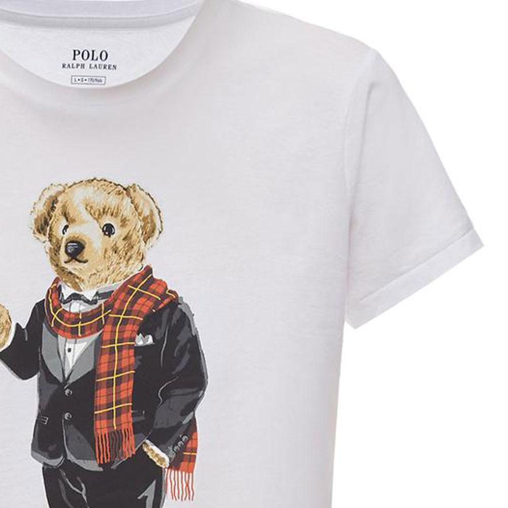 Polo Ralph Lauren Logo Bear Print Casual Crew Neck T-Shirt Women T-Shirts White 211823687-002