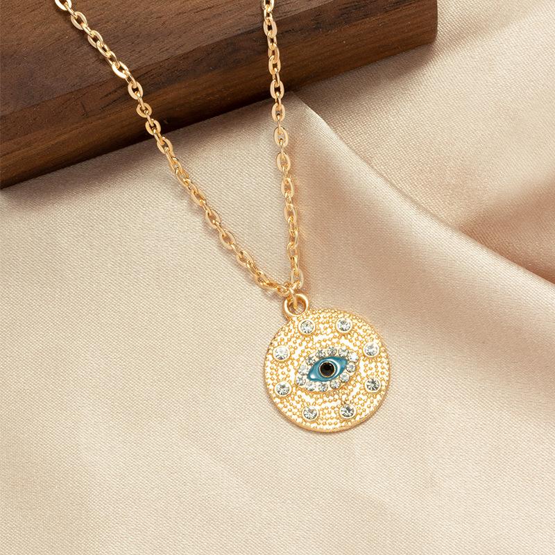 Single diamond necklace European and American high-end jewelry women's fashion gold-plated devil's eye punk style collarbone chain