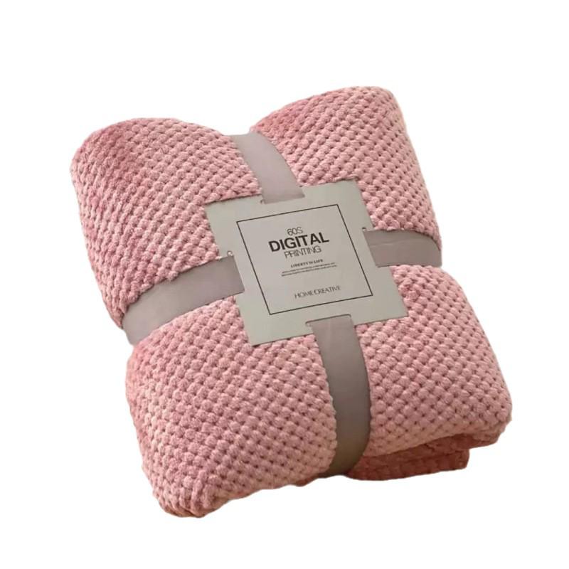 Thickened Pineapple Check Flannel Blanket Set - Ten-Piece Solid Color Winter Throw