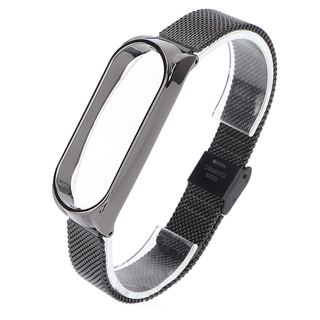 Metal Band Compatible for Xiaomi Mi Band 6 Smartwatch Replacement Steel Strap Bracelet Wristband AccessoriesBlack