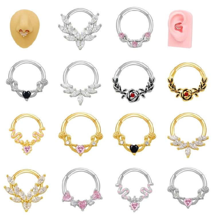 Kristall-Nasen-Clicker Handgefertigt Silberfarben Septum-Ring Edelstahl Piercing-Accessoire für Ohr und Knorpel