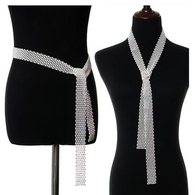1.3M Long Shiny Rhinestones Tie Sparkling Choker Necklace Crystal Necktie Collar Women Fashion