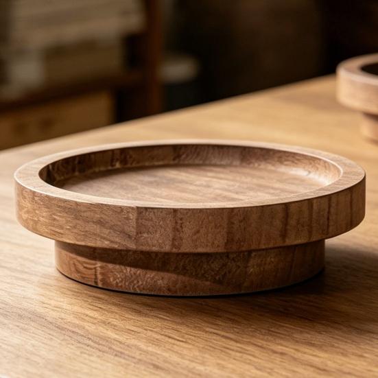 Candle Holder Tray, Round Wood Decorative Candle Plate, Rustic Tealight Pillar Candle Tray for Farmhouse, Kitchen, Coffee Table Decor