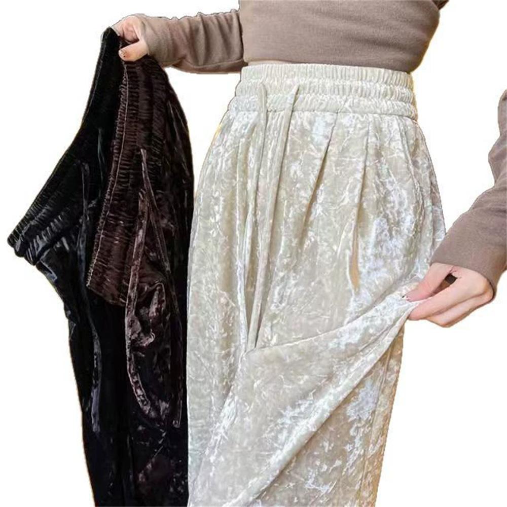 Women's Gold Velvet Strap Wide Leg Pants Women's Autumn Casual Pants Korean Fashion Women Clothing Trousers Clothes