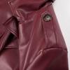 Europäischer & Amerikanischer Stil Damen Herbst/Winter Kunstleder Trenchcoat mit Revers & Gürtel