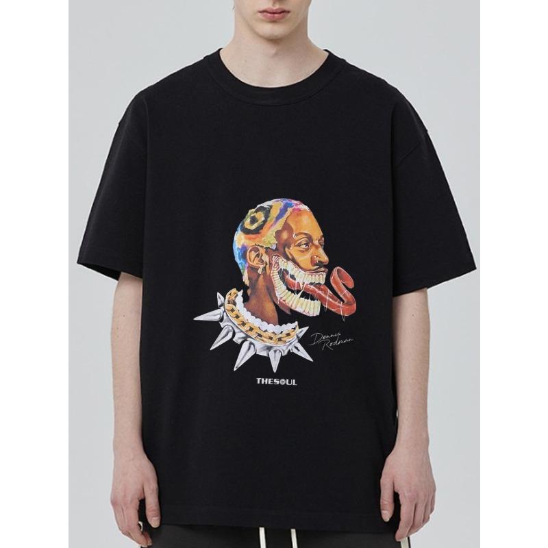 

Oversized T Shirt Black Colorful Abstract Head with Snake and Spikes Print Thesoul Text Streetwear Fashion Casual Wear XXXXL чёрный