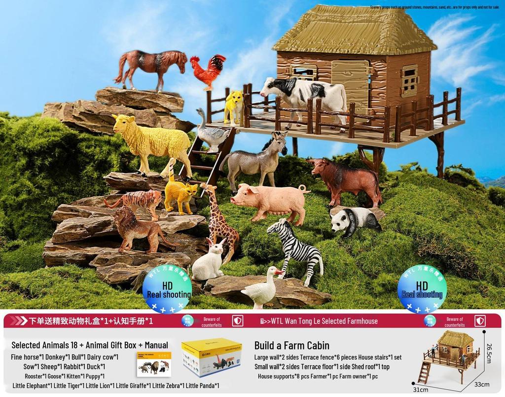 Playhouse Simulation Animal Model Toys for Early Education, Ages 1-3+ - Ideal Birthday Gift for Boys and Girls.