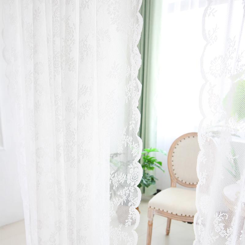 2PC Wohnzimmer Schlafzimmer Fenster Vorhänge Weiß Jacquard Spitze Pastoralen Stil Tüll Sheer Vorhänge