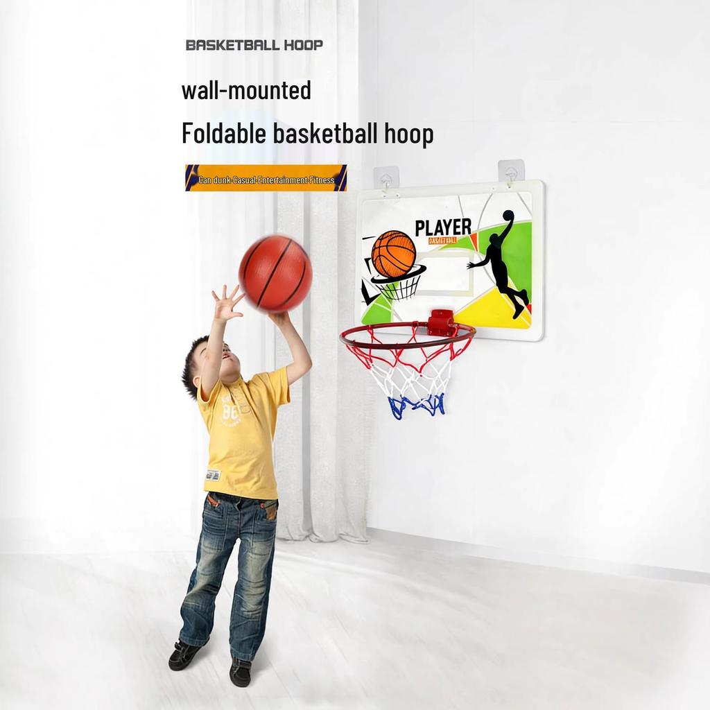 Punch-Free Foldable Wall-Mounted Acrylic Basketball Hoop for Indoor/Outdoor Parent-Child Play